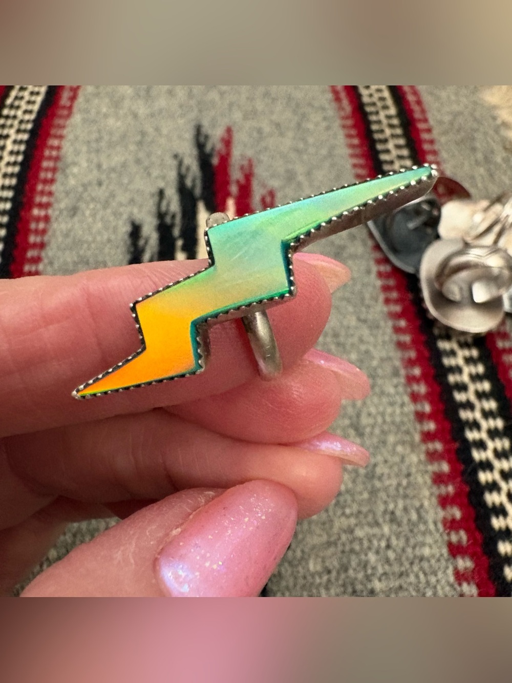 Aurora Opal Lightening Bolt Ring